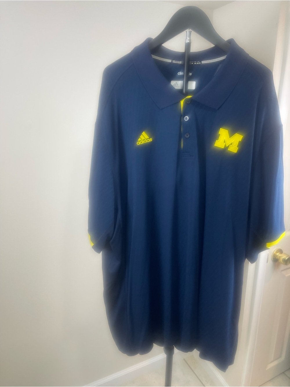 adidas Men’s Navy Polo with Yellow Michigan 'M'